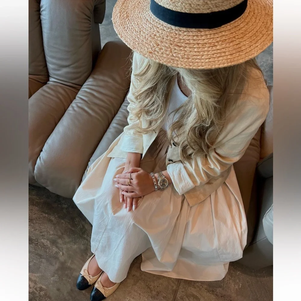 Zara 100% Linen Blazer Jacket Coat Beige Cream Neutral ZW Collection lined S NWT - Picture 8 of 16